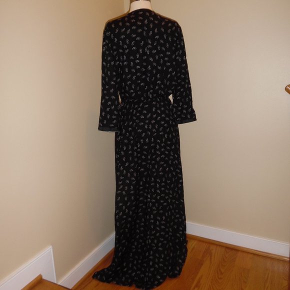 Sisley France Floral Fit &Flare Maxi Dress in Paisley Black Cocktail Longsleeve - Picture 8 of 11